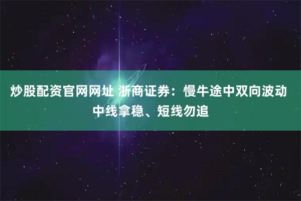 炒股配资官网网址 浙商证券：慢牛途中双向波动 中线拿稳、短线勿追
