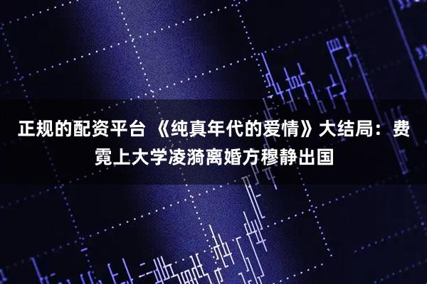 正规的配资平台 《纯真年代的爱情》大结局：费霓上大学凌漪离婚方穆静出国